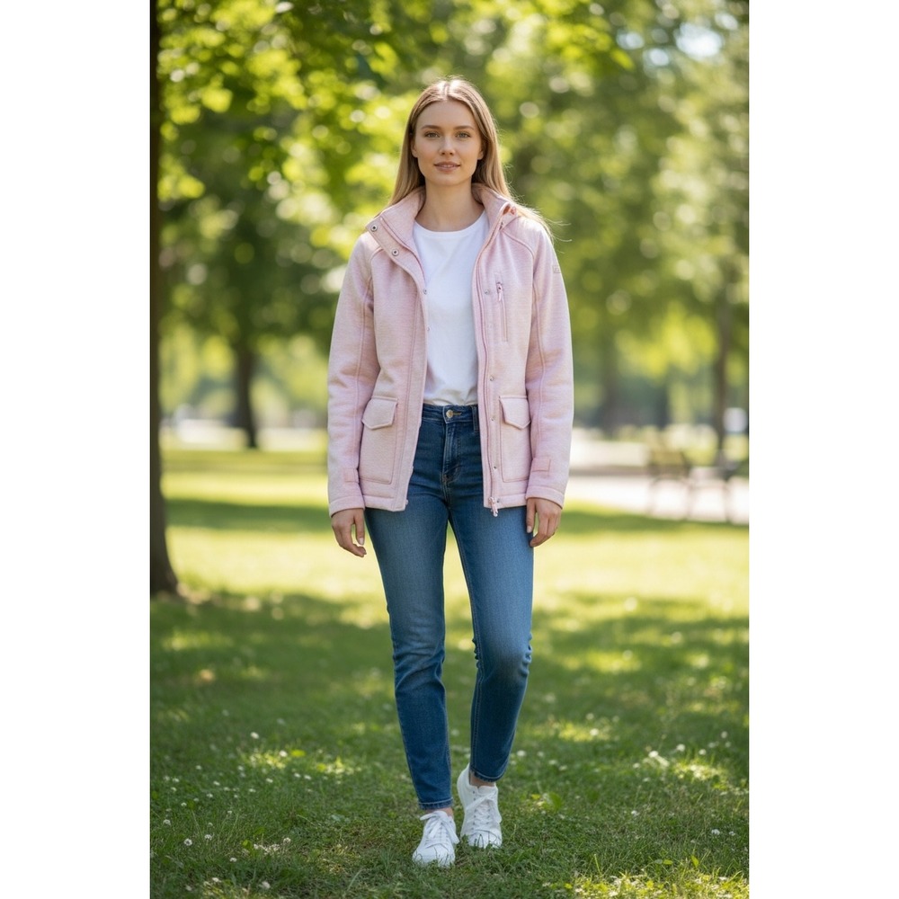 Lorna Jane Life Pink Heathered‎ Full Zip Fleece Lined Hooded Active Jacket XS